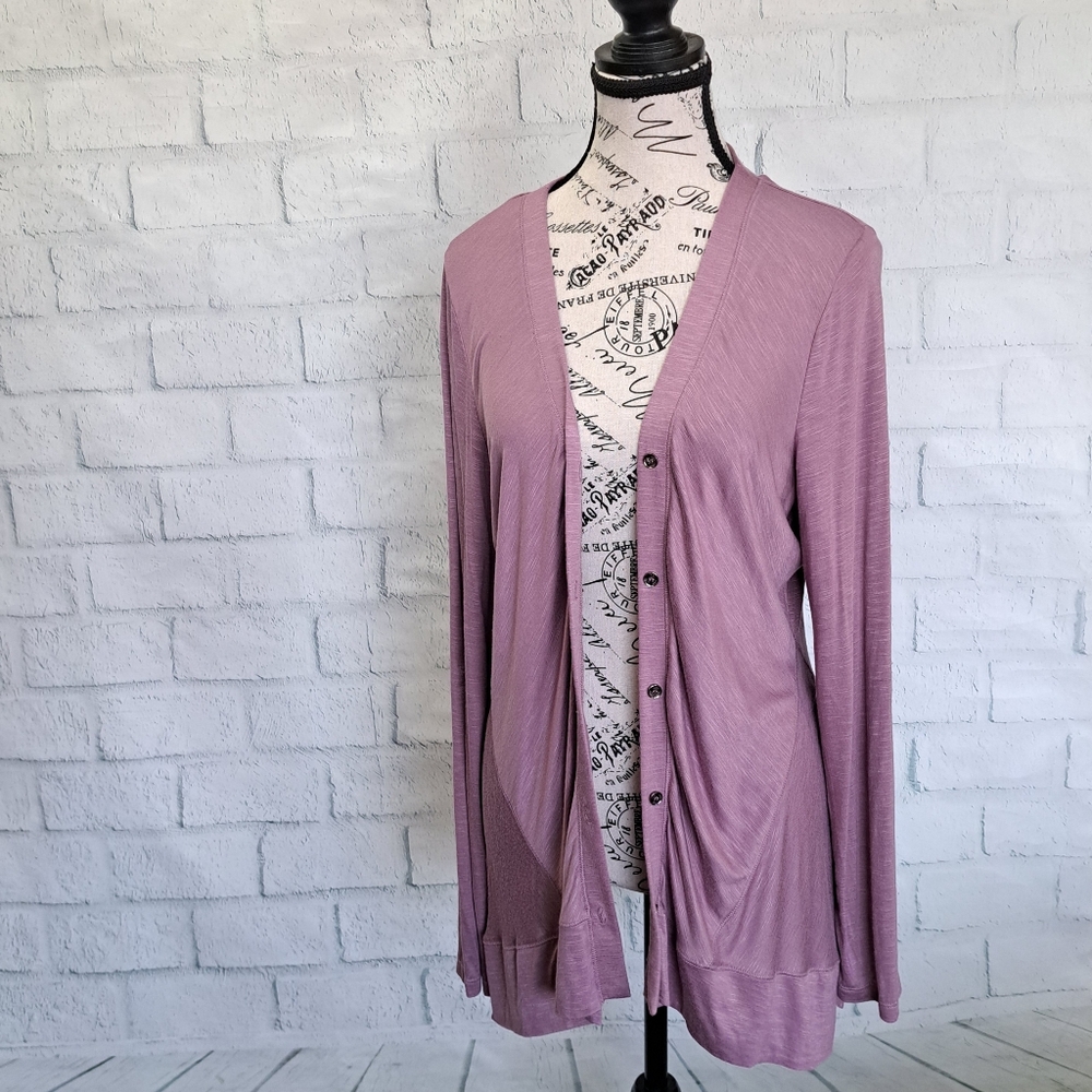 LOGO lilac lightwt cardigan